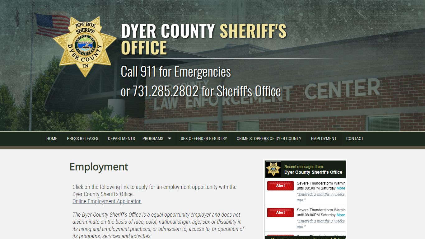 Employment - Dyer County Sheriff's Office - Tennessee